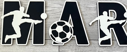 3D Soccer Football Themed Lettering - Kids Room Wall Art