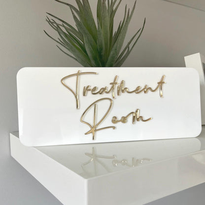 Rectangular 3D acrylic business Door Sign with 'Treatment Room' text 