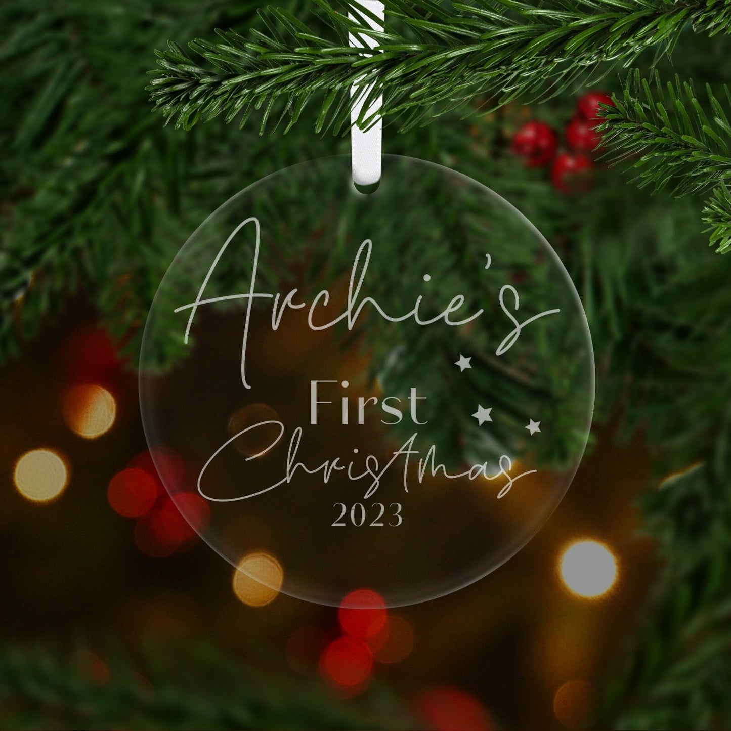 Personalized Baby's First Christmas Ornament: Engraved Acrylic Bauble