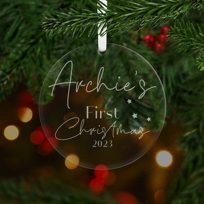 Personalized Baby's First Christmas Ornament: Engraved Acrylic Bauble