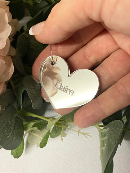 Personalised Wedding Heart Glass Charm - pack of 5
