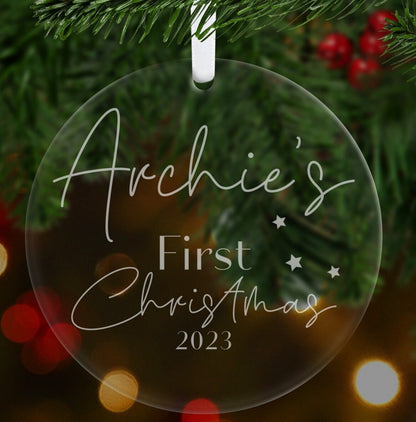 Personalized Baby's First Christmas Ornament: Engraved Acrylic Bauble