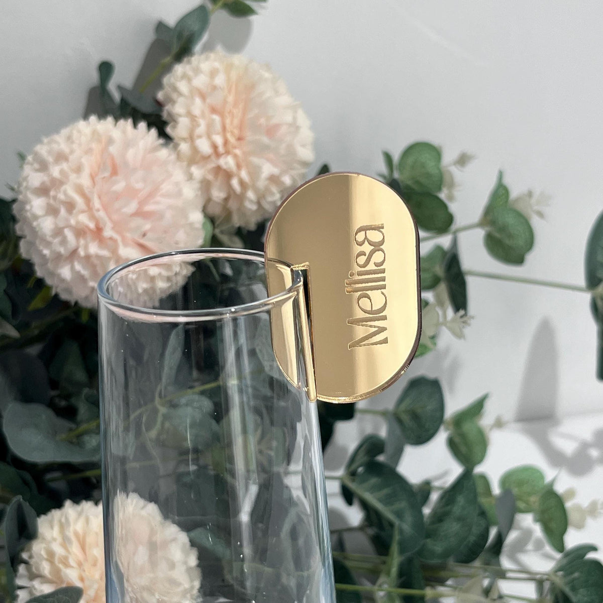 Gold mirror Acrylic Wedding Place Setting - drink marker
