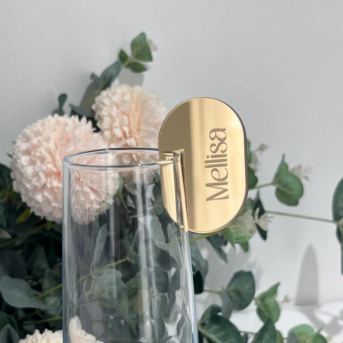 Gold mirror Acrylic Wedding Place Setting - drink marker
