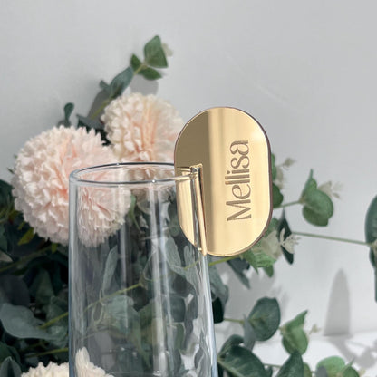 Gold mirror Acrylic Wedding Place Setting - drink marker