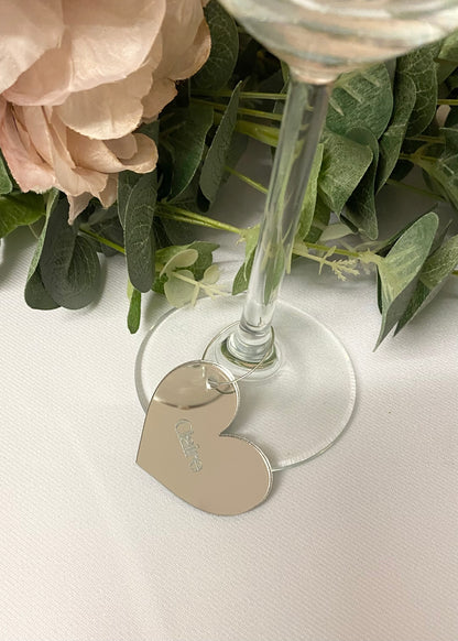 Personalised Wedding Heart Glass Charm - pack of 5