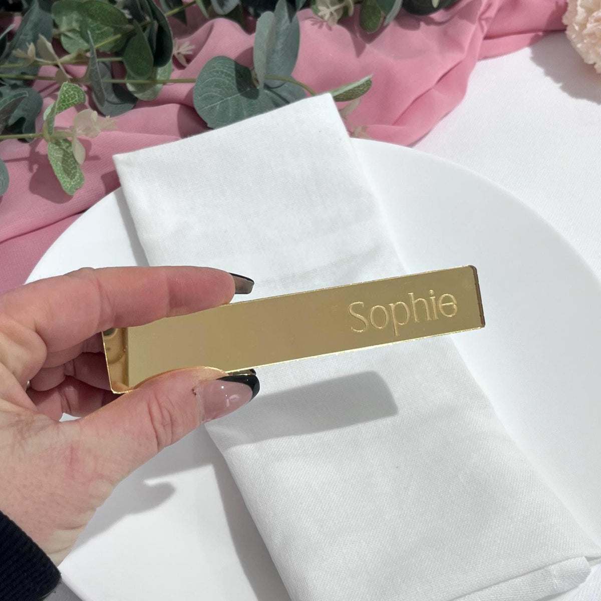 Gold mirror acrylic Engraved Guest Name Card