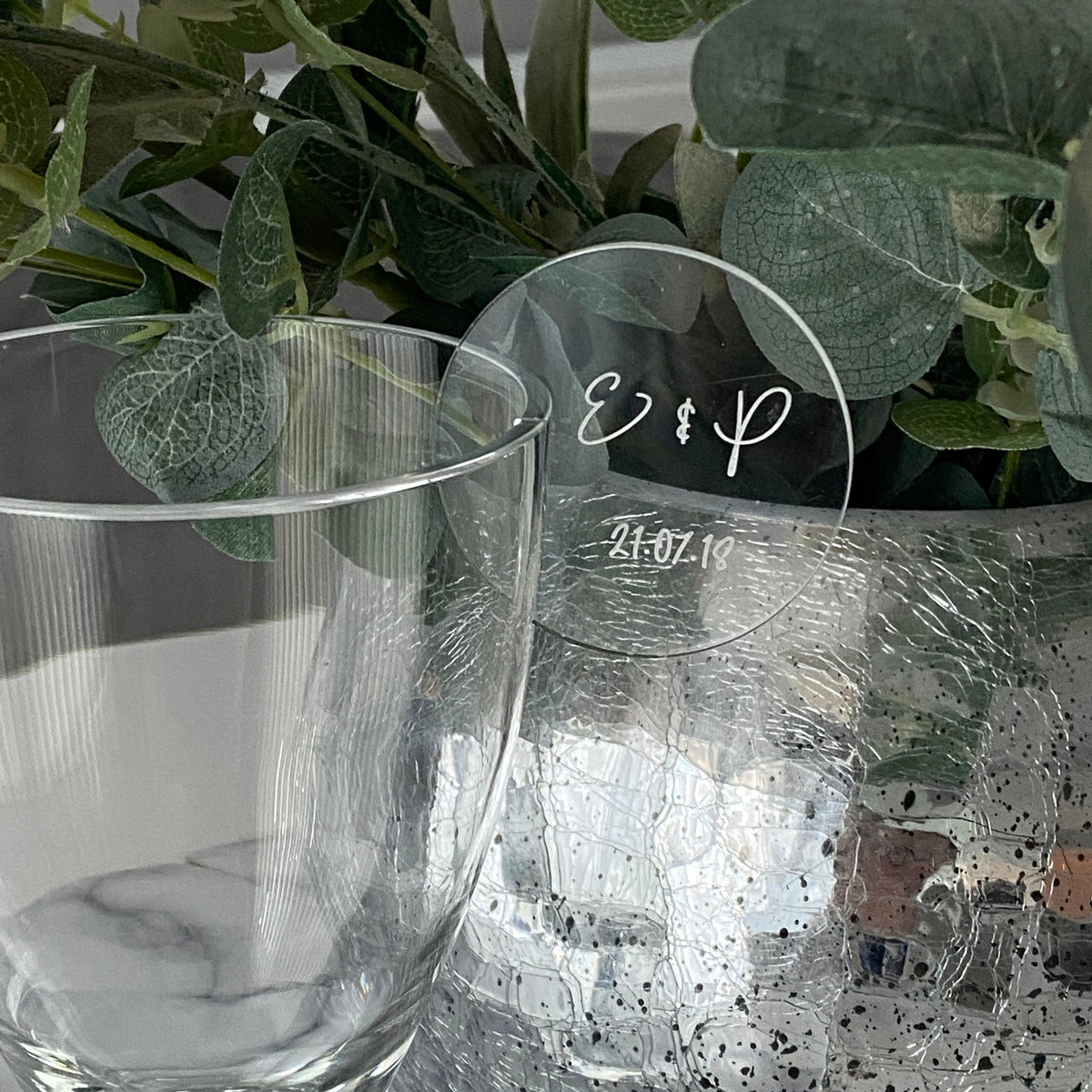 Engraved Wedding Drinks Place name in clear acrylic
