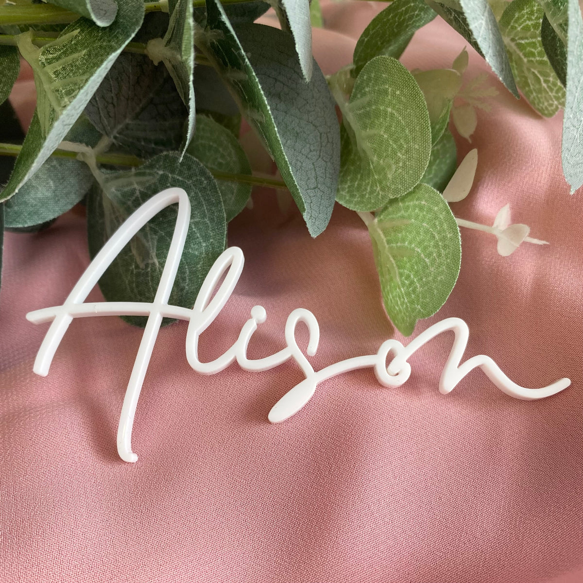 Laser Cut Script Wedding Place Name saying Alison