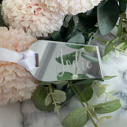 Luxury Engraved wedding Place Name in mirror silver acrylic with engraved name