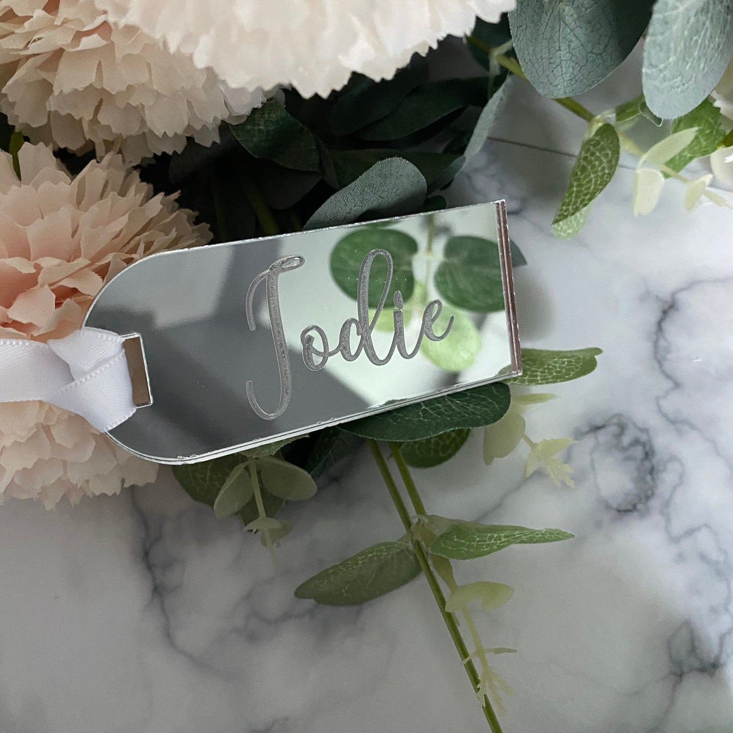 Luxury Engraved Wedding Place Name in the style of a luggage tag