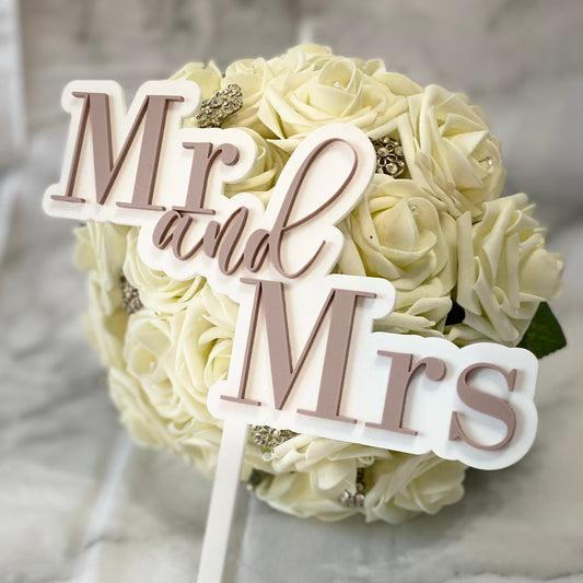 Mr and Mrs Wedding Cake Topper made from acrylic