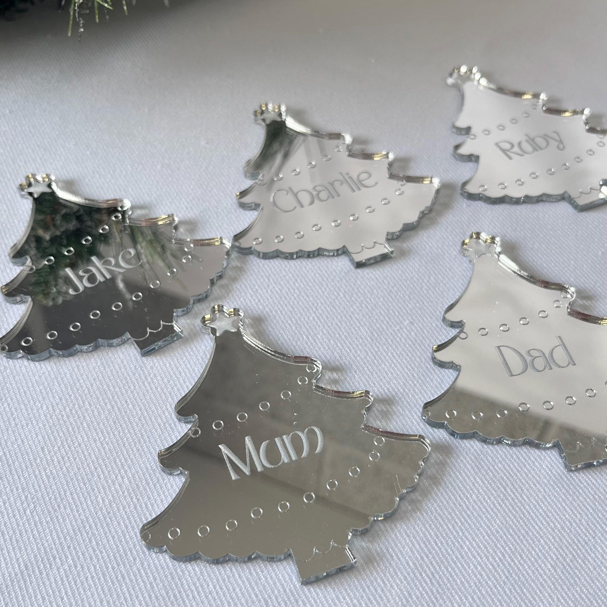 Set of Personalised Christmas Tree Place Names