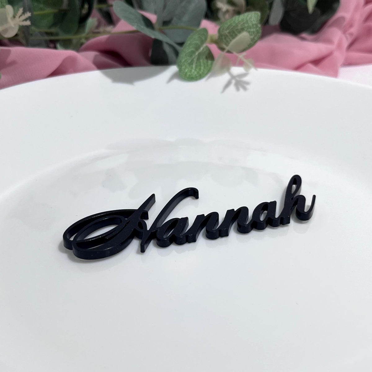 Personalised Laser Cut Wedding Place Name 'Hannah' in a script font