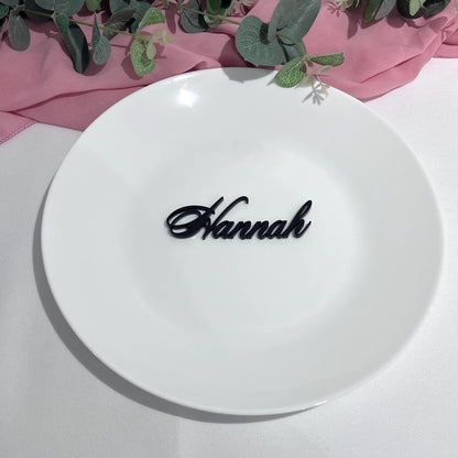 Wedding dinner setting with Personalised Laser Cut Wedding Place Name 'Hannah' 