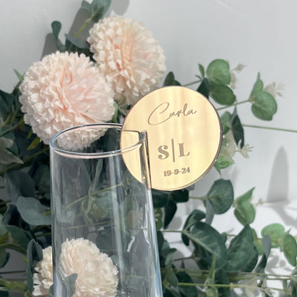 Engraved Wedding Place Setting Glass Charms