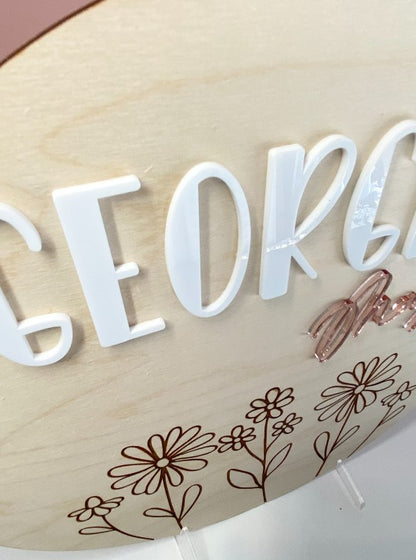 Wild Flower Personalised Nursery Sign