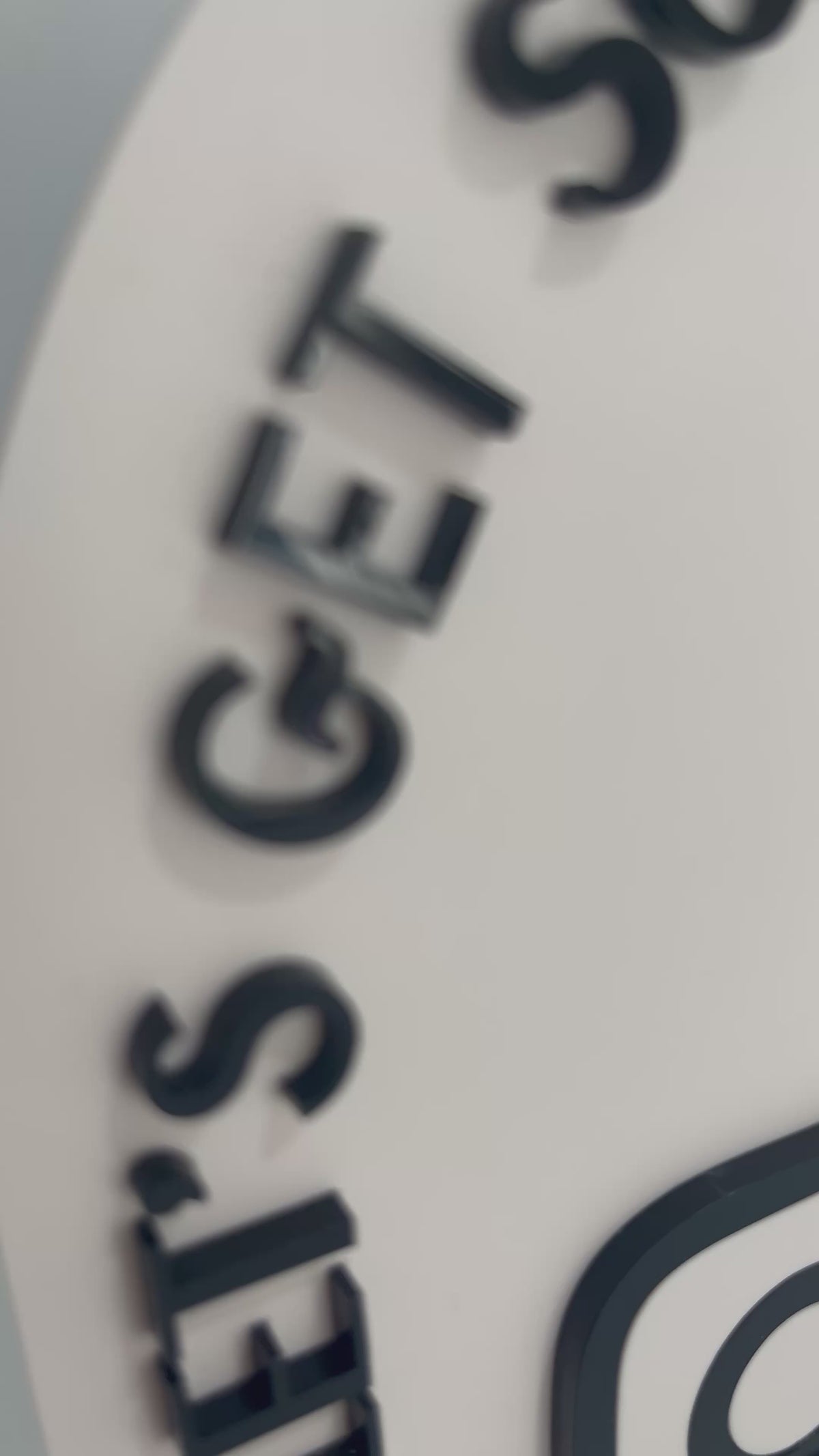 Double Arched NFC Business Sign with the wording 'let's get social' on the front arch with the Facebook and Instagram logos and directions to tap here.